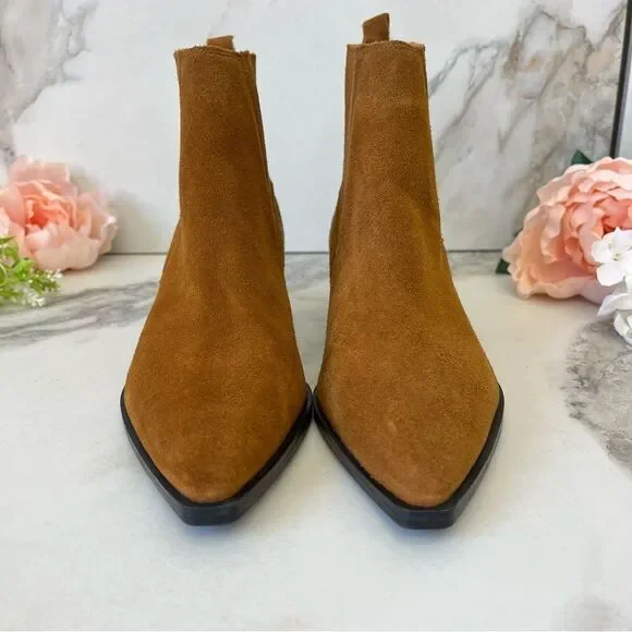MARC FISHER Yarita Pointed Toe Bootie In Cognac Leather Size 6 NEW - Picture 8 of 14